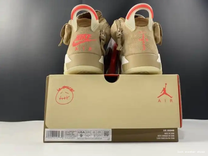 Cheap LUCY 6 British Travis Scott DH0690-200 Khaki Jordan Air Retro 0418